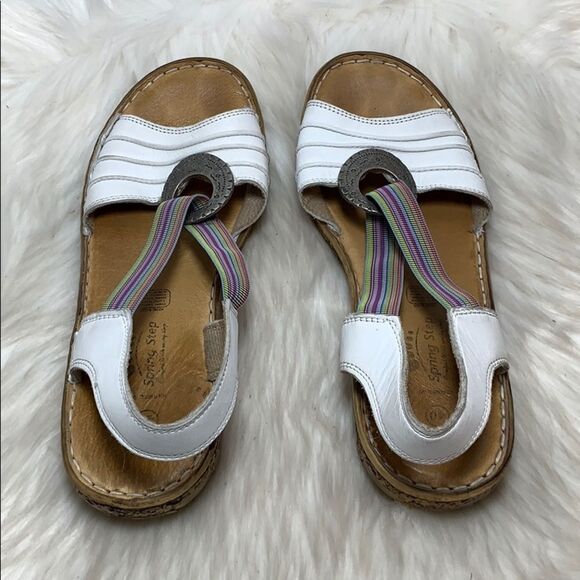 Spring Step Rustic White Leather Sandals Sz 10 - Picture 3 of 6
